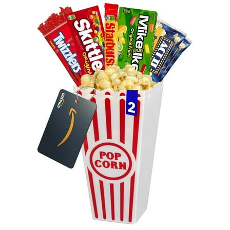 Movie Night Popcorn and Candy Gift Basket Plus 1 Movie Night Rentals (Pack Of 1, fruity)
