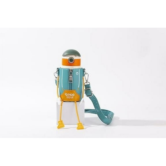 Cocosmile Puppet Straw Kids Thermoses Cup with Sleeve, 17oz(Green)