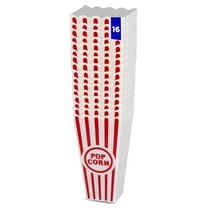 Movie Night Popcorn Containers for Theater, Cinema, and Home Use - Red and White Striped Durable Reusable Plastic Buckets for Snacks and Popcorn (16, Small)