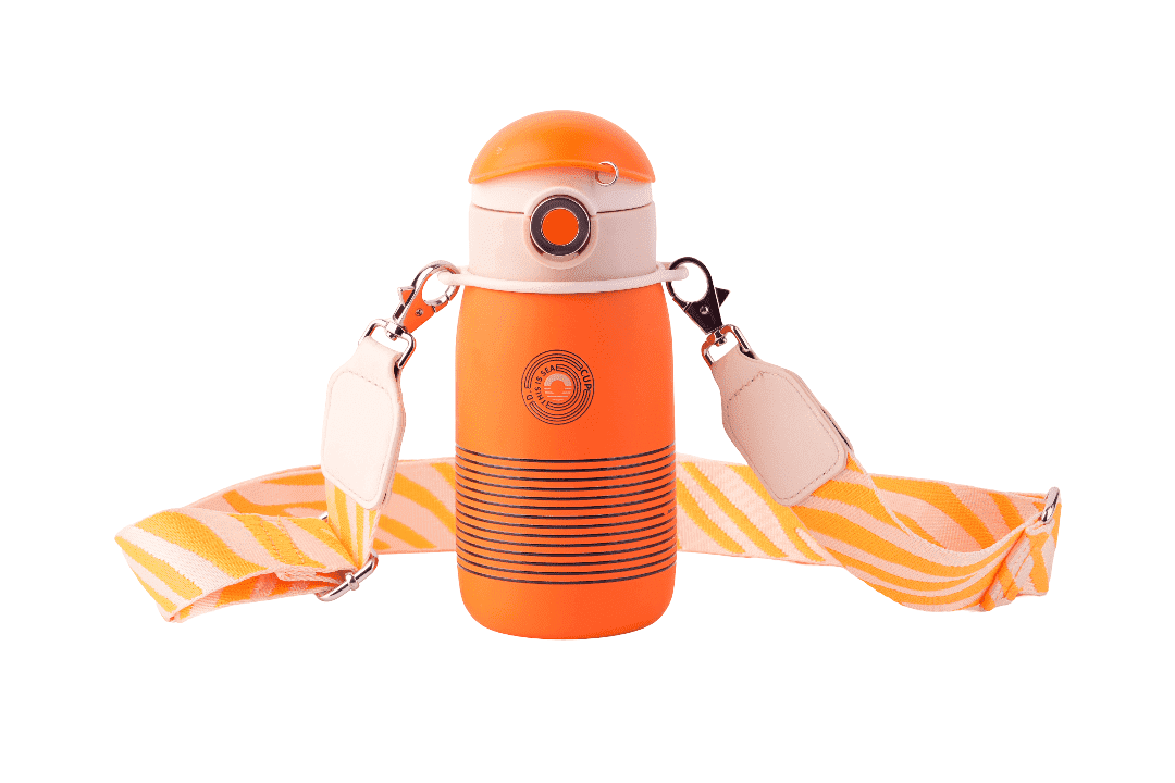 Cocosmile Striped Direct Drinking Thermoses Cup for kids 17oz (Orange)