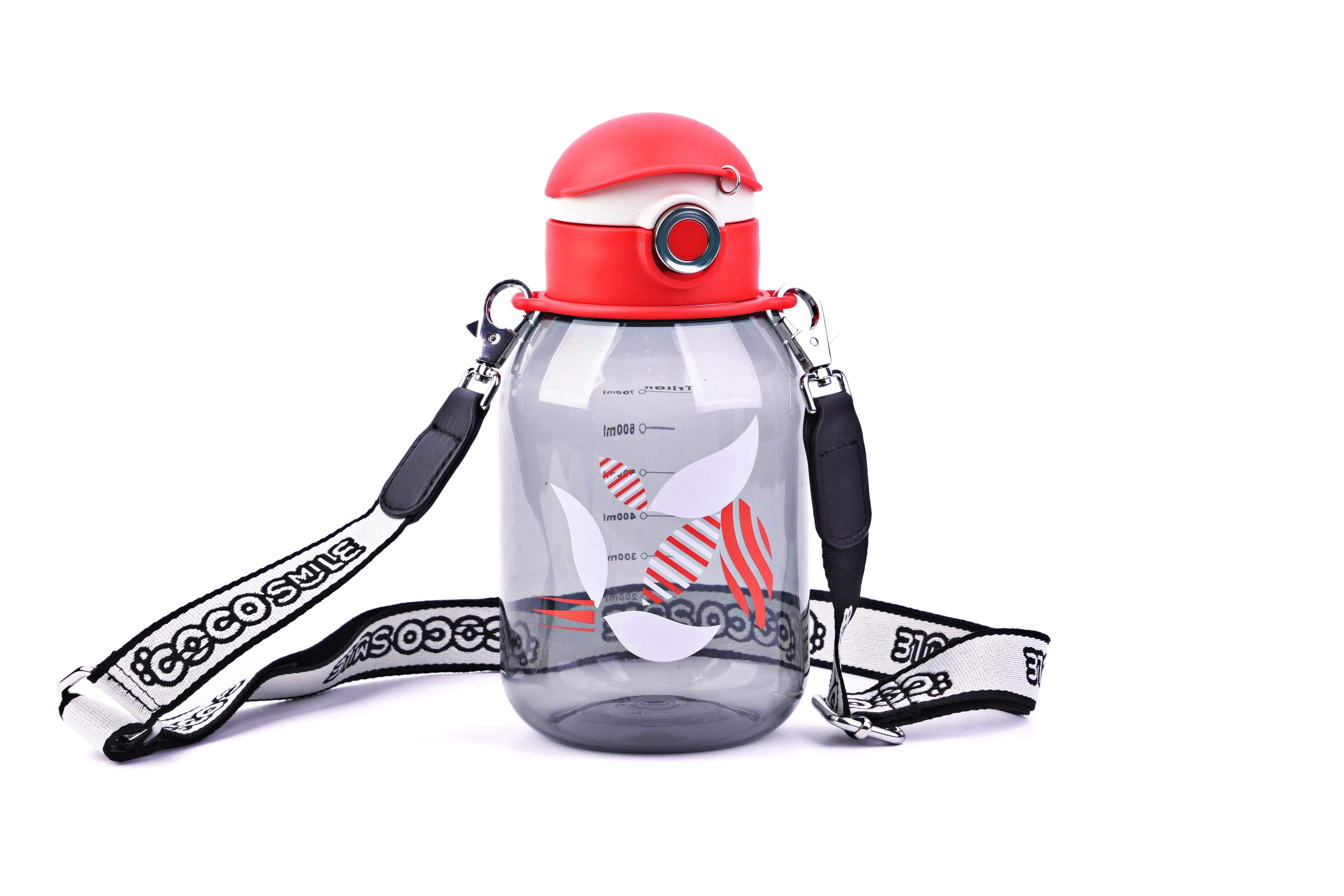 Cocosmile Big Hat Kids Insulated Water Bottle - Durable & Adorable Bucket Design - Easy Open Button & Carrying Lanyard - Tritan Plastic Water Bottle for School Boys Girls, BPA Free (With Straw)