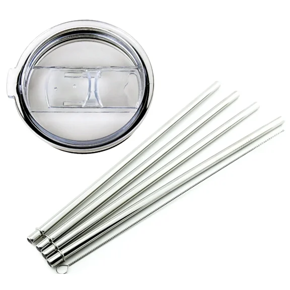 Cocostraw 30Oz Straw Lid + 4 Stainless Steel Straws Replacement For Yeti Rtic