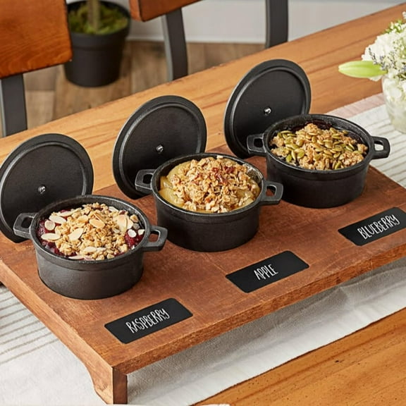 Cocotte 8 oz Cast Iron Garlic Roaster with Lids, 0.25 Qt. Oven Safe Set of 2, Black