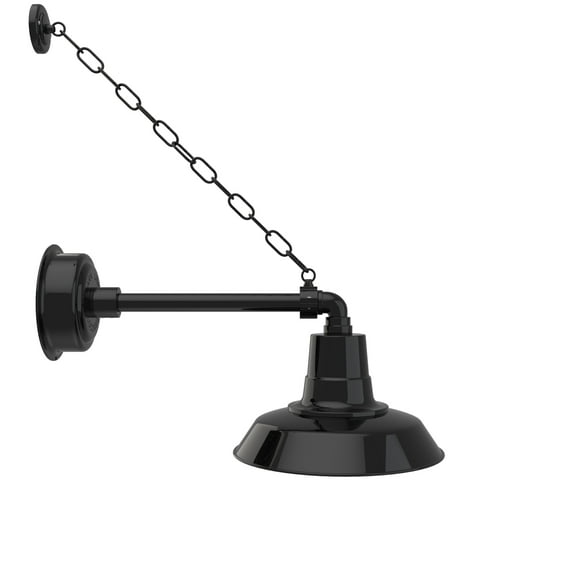 Cocoweb 12" Vintage LED Wall Light in Black with Metropolitan Arm and Chain