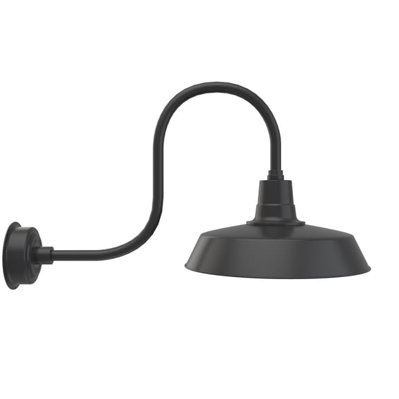 Cocoweb 18 inch Vintage LED Barn Light in Matte Black with Antique Arm