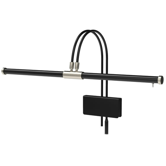 Cocoweb 22" Grand Piano Lamp, LED, Adjustable, Quality Lighting in Black with Satin Nickel Accents, with Plug-in Adapter - GPLED22SND