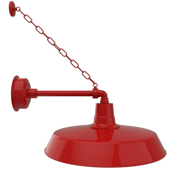 Cocoweb 22" Vintage LED Barn Light in Red with Metropolitan Arm and Chain