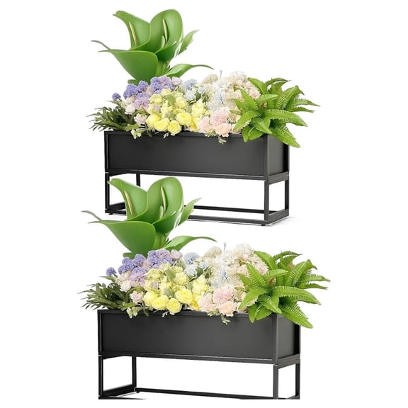 Cocoyard Elevated Planter Box - Durable Raised Garen Bed with Drainage Holes for Tall Plants, , and Flowers - Indoor or Outdoor Rectangular Planter. Modern Dcor (Black, 28.75"L x 14"H - 2 Pack)