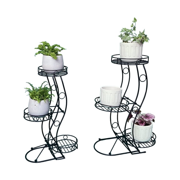 Cocoyard Three Flower Pots Collapsible Plant Stands, No Assembly Tools Required, Set of 2 (Large+Small)