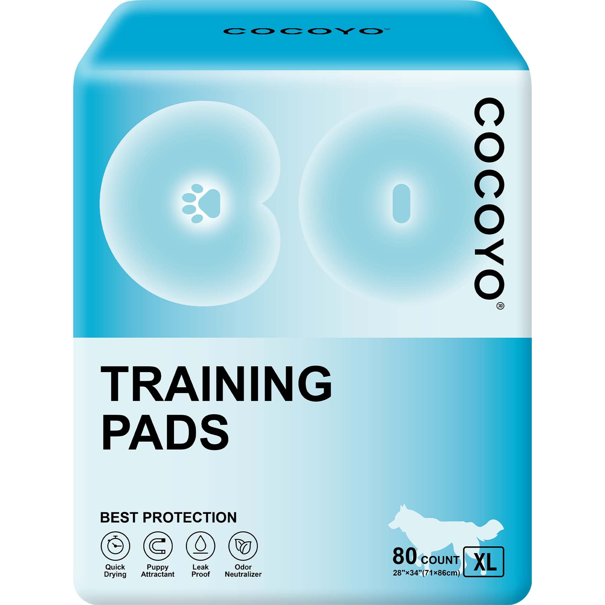 Cocoyo A22 Dog Training Pads, 28" by 34" XL, 80 Count,Blue