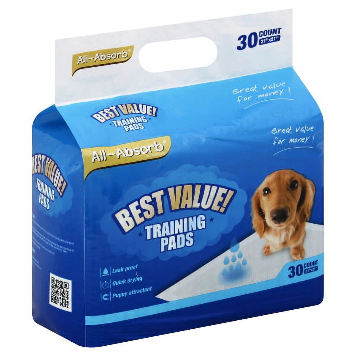 Large Blue Super Absorbent Dog Training Pads, 30 Count
