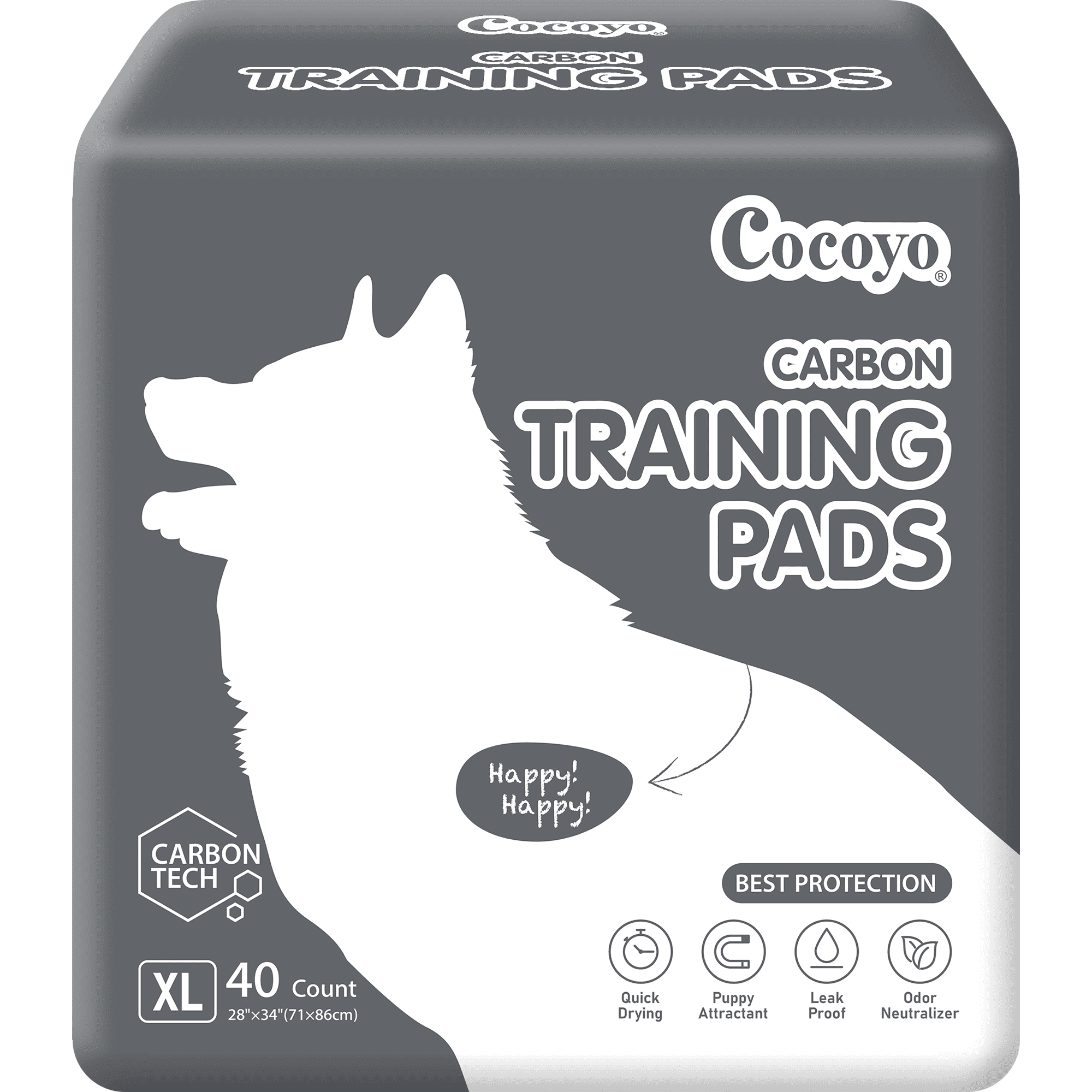Cocoyo  Y21 Puppy Training Pads, Ultra Charcoal Dog Pee Pad (Carbon, XL 28x34 inch, 40ct)