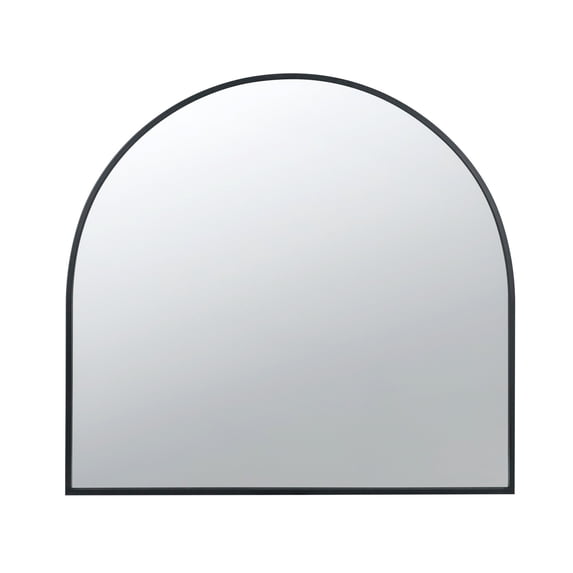 Cod 33 Inch Modern Wall Mirror, Simplistic Arched Black Metal Frame- Saltoro Sherpi
