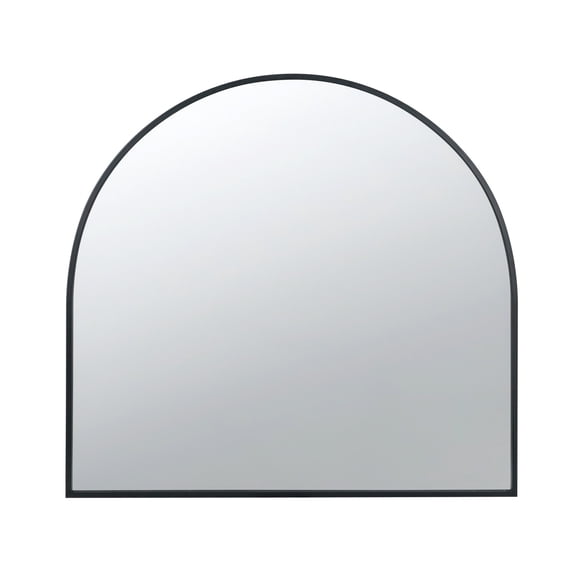 Cod 33 Inch Modern Wall Mirror, Simplistic Arched Black Metal Frame- Saltoro Sherpi
