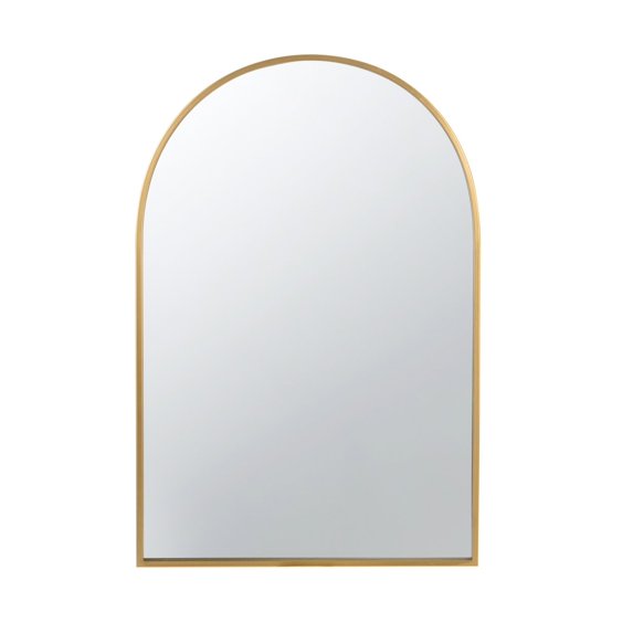 Cod 36 Inch Wall Mounted Mirror, Wide Arched Design Gold Metal Frame- Saltoro Sherpi