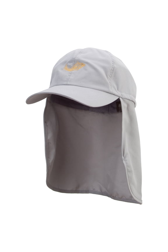 Cod Fish Embroidered Flap Hats - Grey OSFM