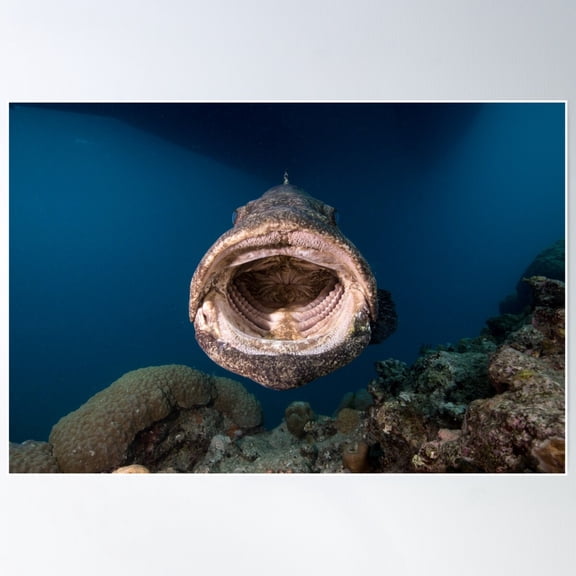 Cod With His Mouth Open Poster Wall Art, Modern Wall Decor For Living Room Bedroom, 8x12 UNFRAMED