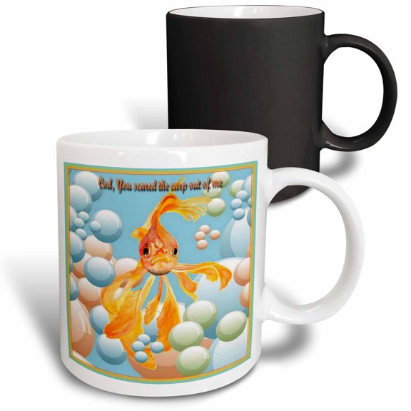 3drose, Cod, You Scared the Carp Out of Me- Concern, Worry, Health, Humor, Humour, Fun, 11oz Magic Transforming Mug