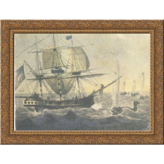 Cod fishing 24x18 Gold Ornate Wood Framed Canvas Art by Pavel Svinyin