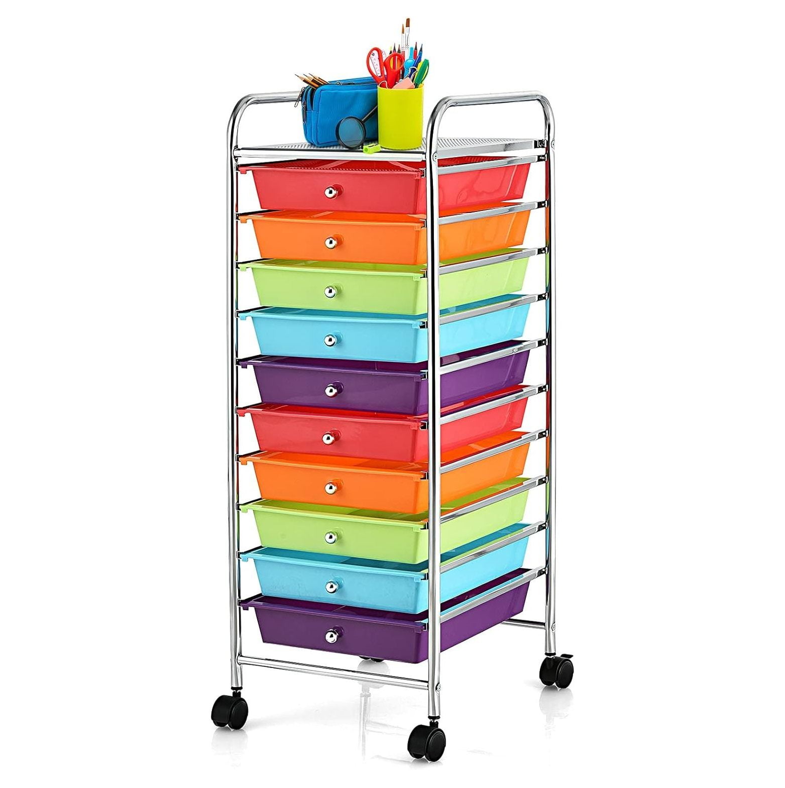 CodYinFI 10Drawer Rolling Storage Cart, Multipurpose Utility Cart