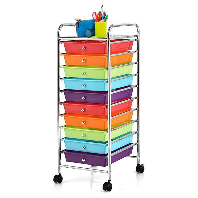 CodYinFI 10Drawer Rolling Storage Cart, Multipurpose Utility Cart