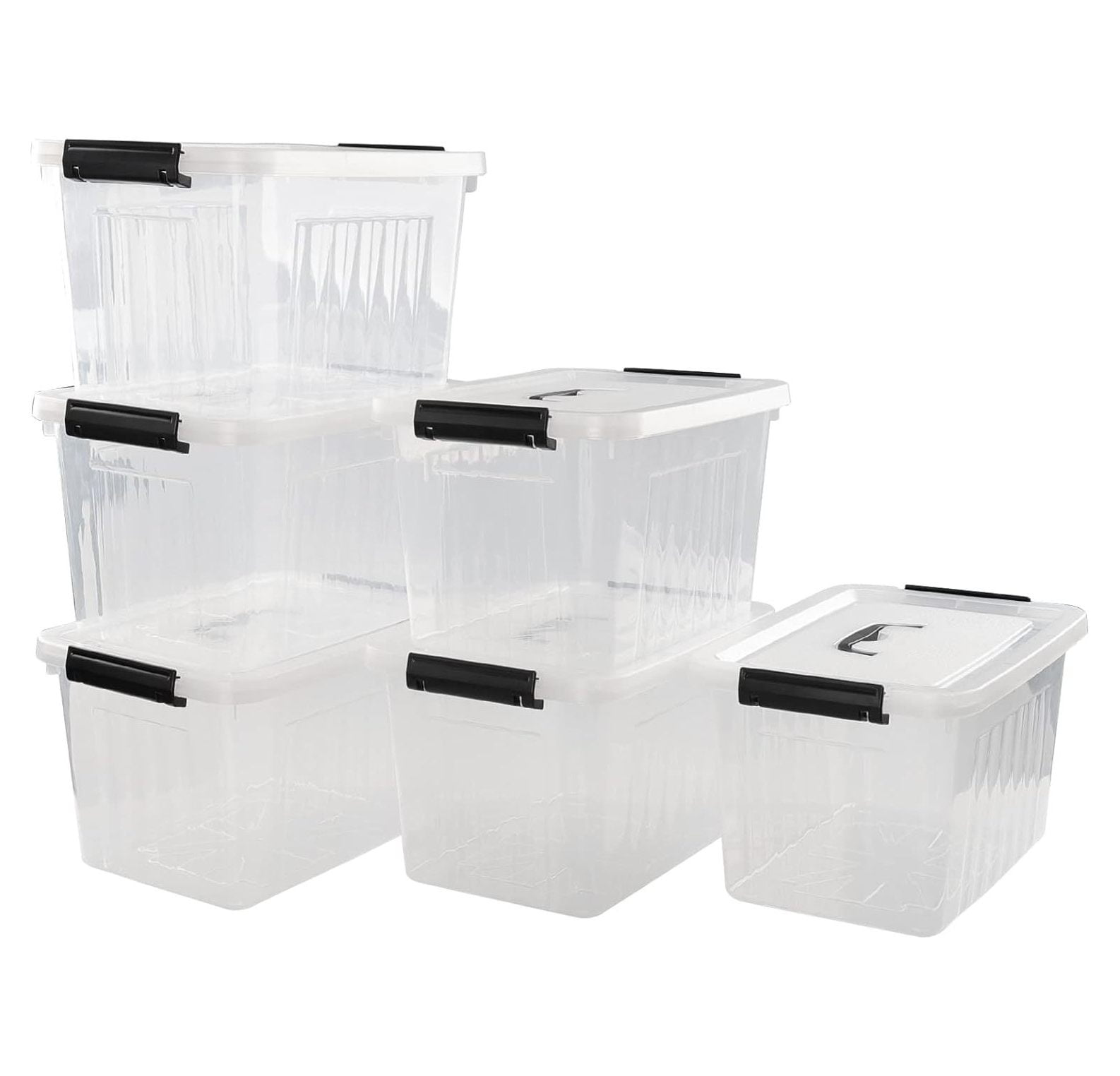 CodYinFI 12 Quart Latching Storage Box, 6 Pack, Plastic Storage Box Bin
