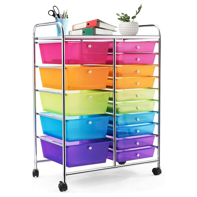 CodYinFI 15 Drawer Rolling Storage Cart, Multipurpose Mobile Storage