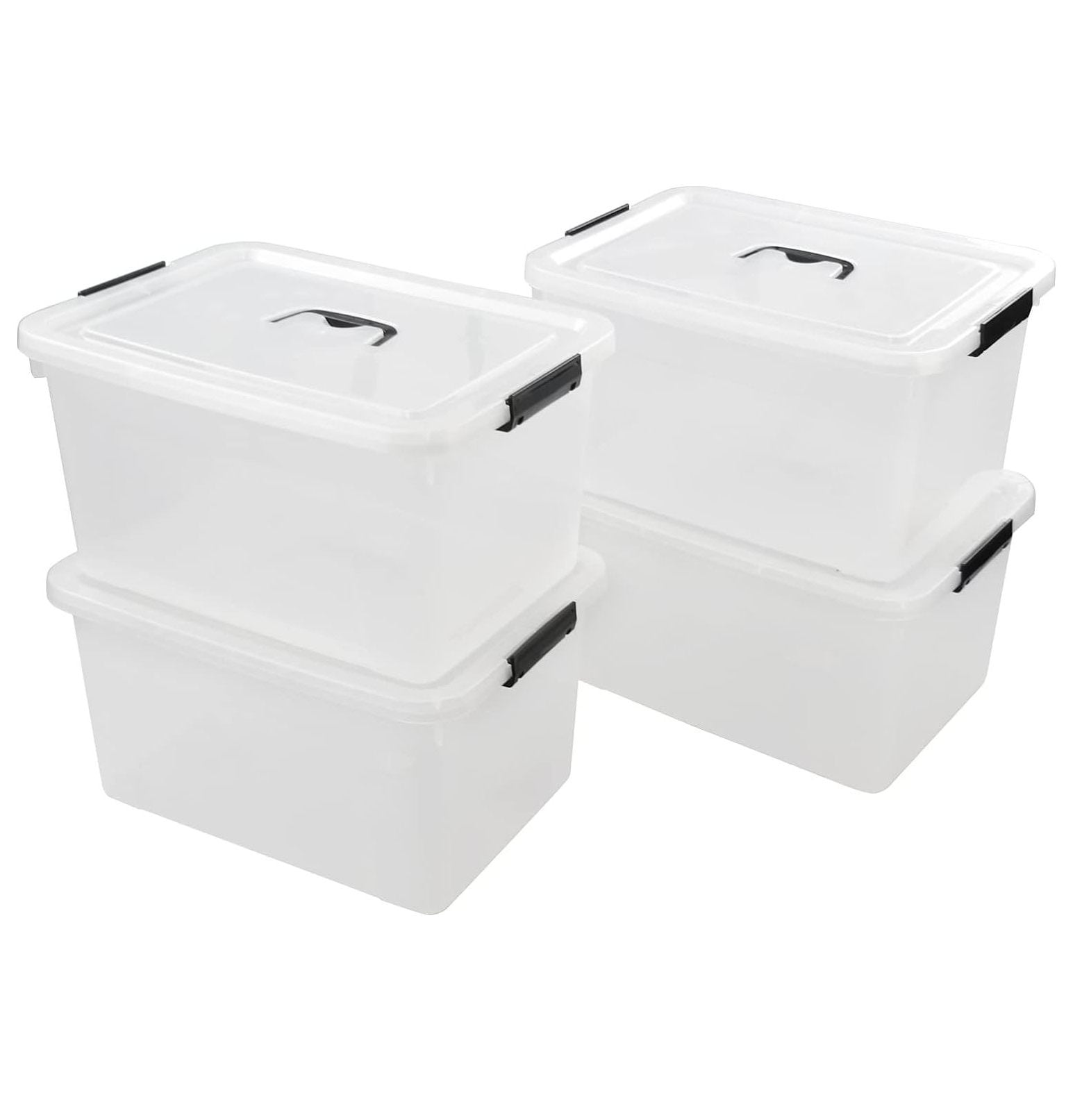 CodYinFI 17.5 L Clear Storage Box, Plastic Storage Bins with Lids, 4