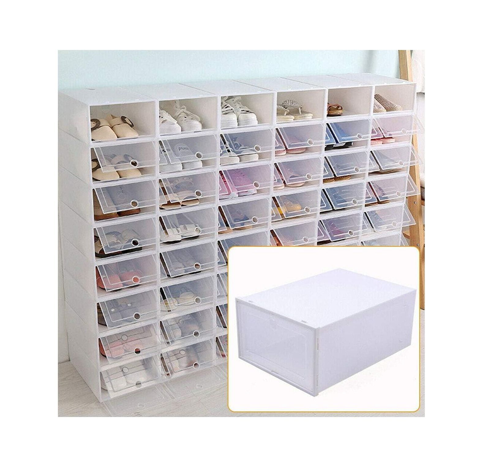 CodYinFI 20/24 Pack Shoe Storage Boxes, Clear Plastic Stackable