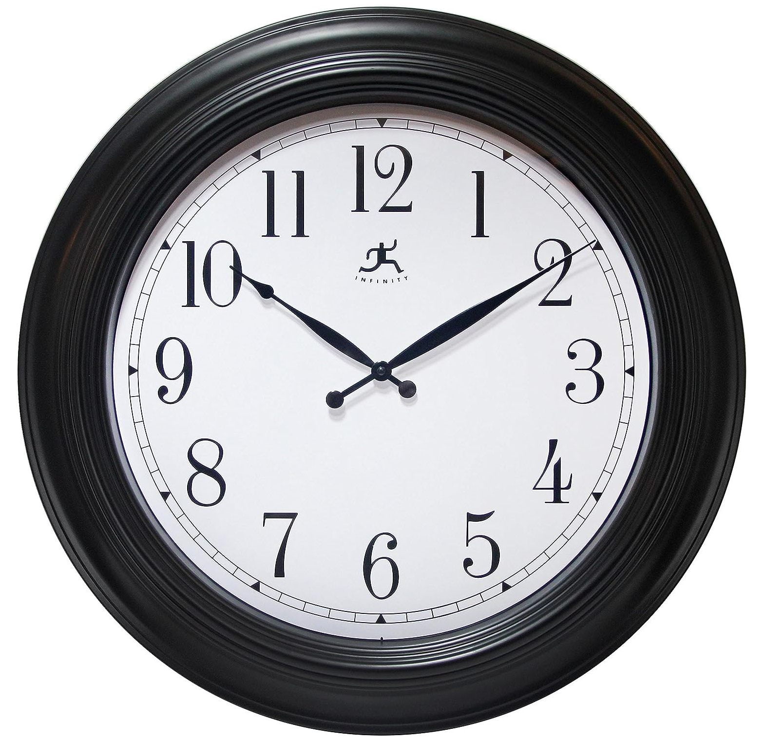 24-Inch Black and White Classic Wall Clock with Glass Cover