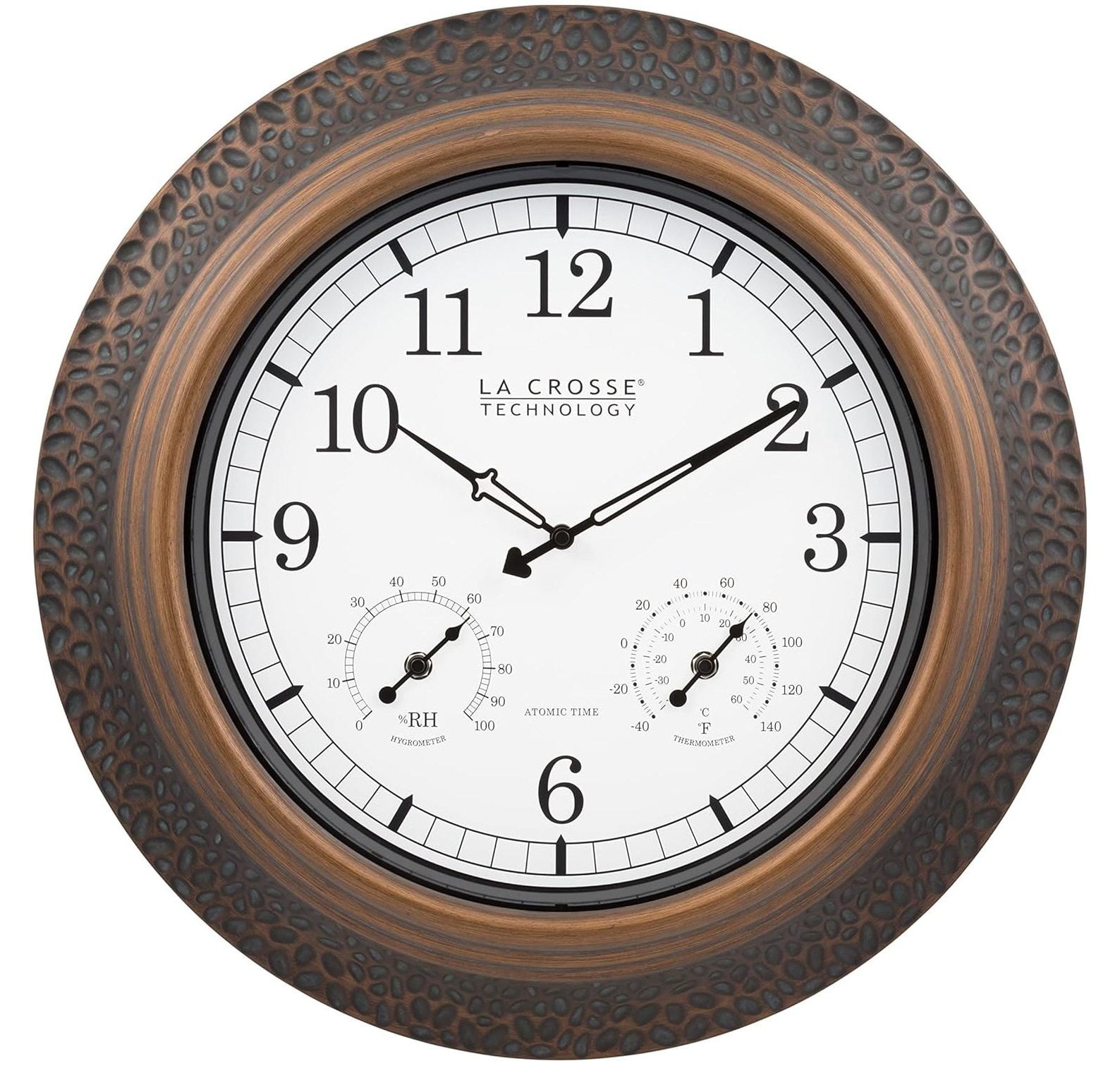 21-Inch Bronze Analog Wall Clock with Thermometer and Hygrometer