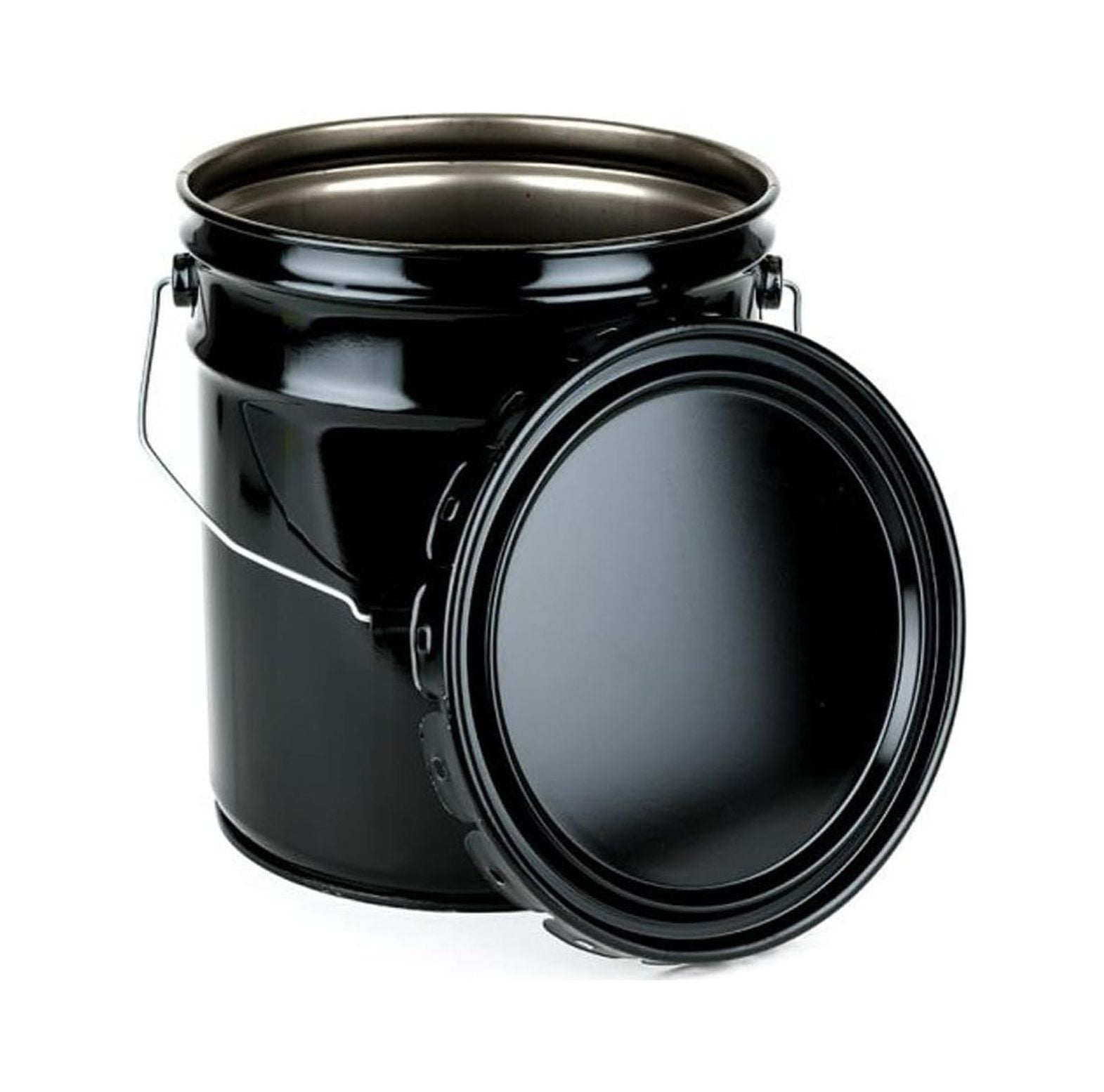 CodYinFI 5 Gallon Black Metal Bucket & Lid, Heavy Duty Durable Pails