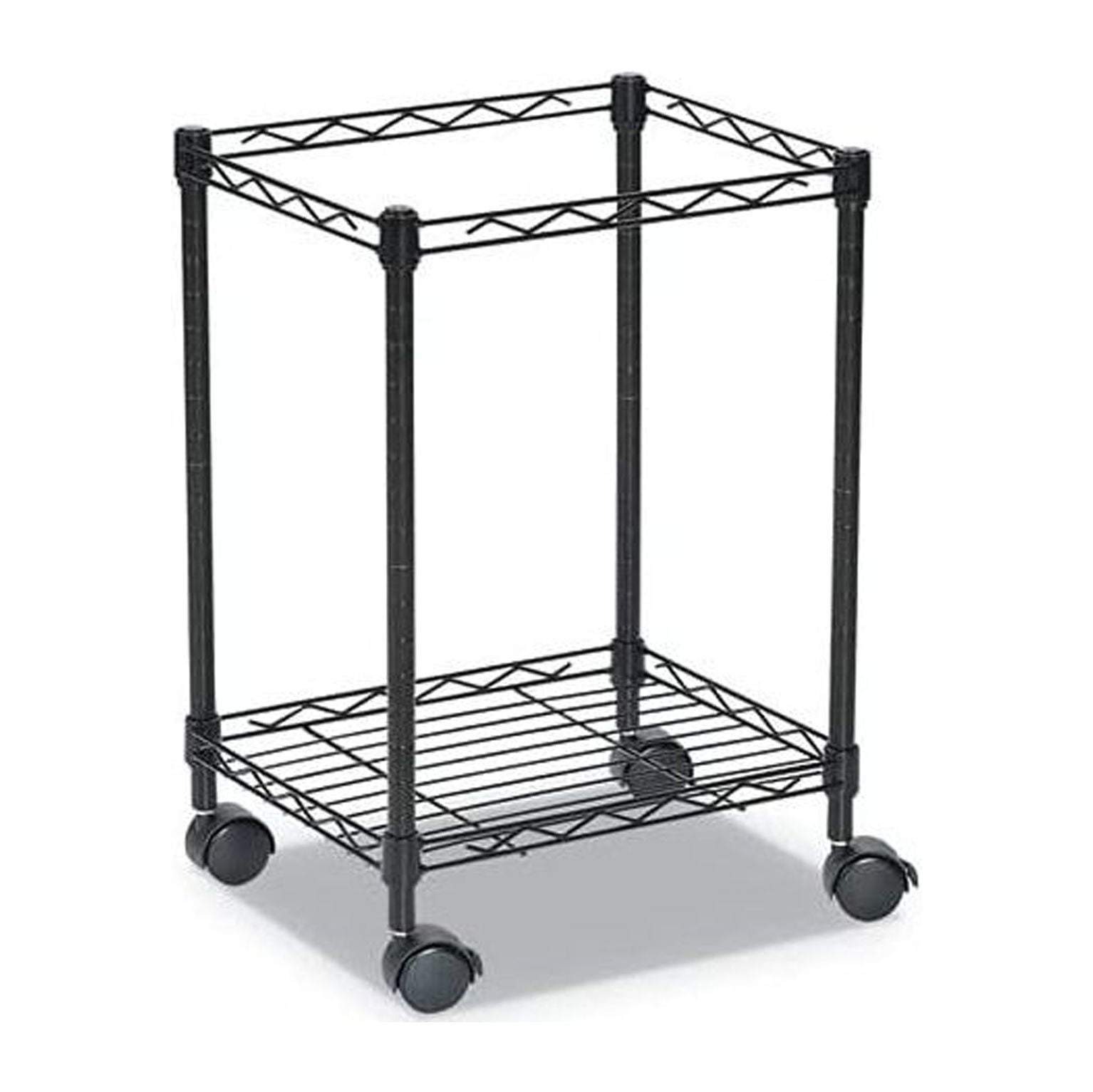 Black Steel Rolling File Cart with Adjustable Shelf