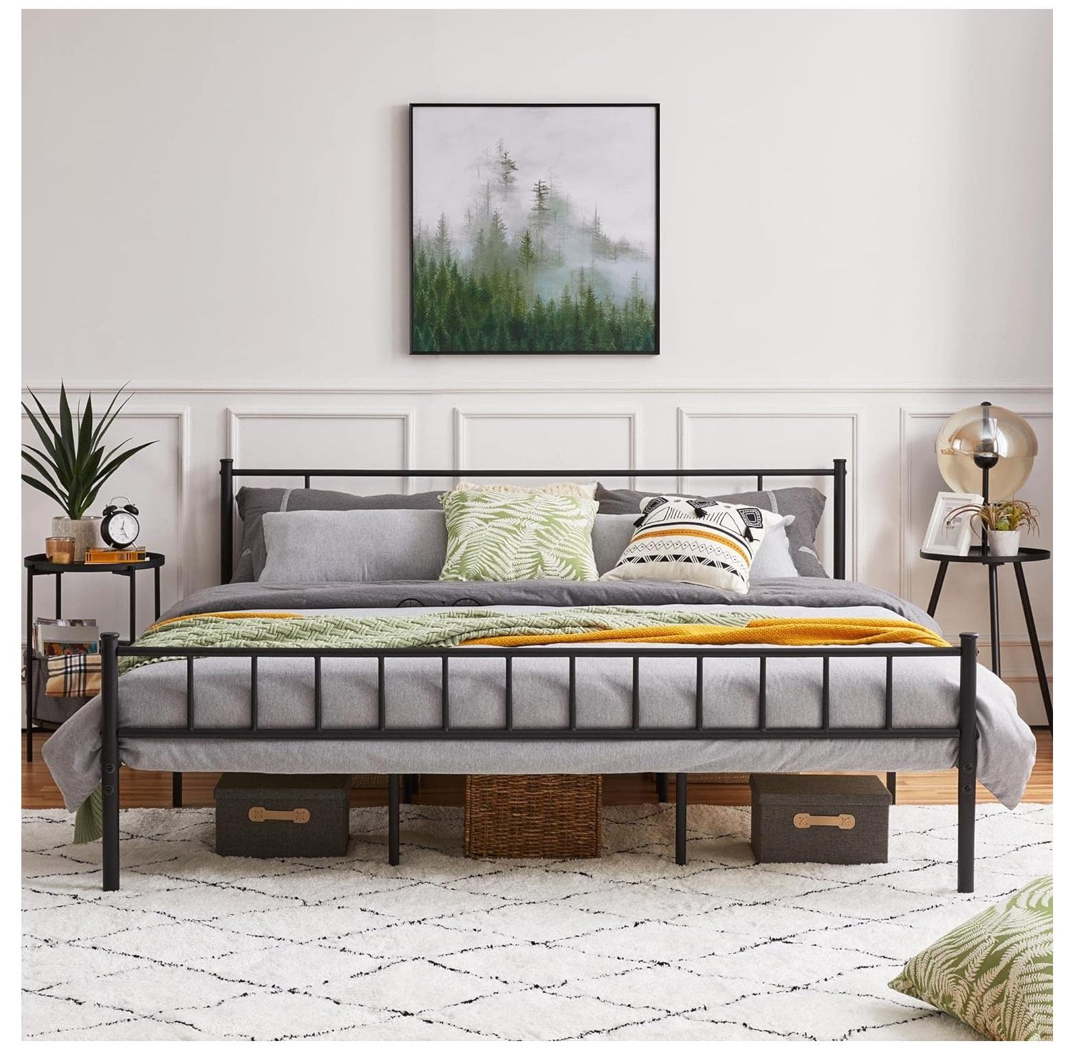 CodYinFI Black King Bed Frame,Metal Black Bed Frame Platform with ...