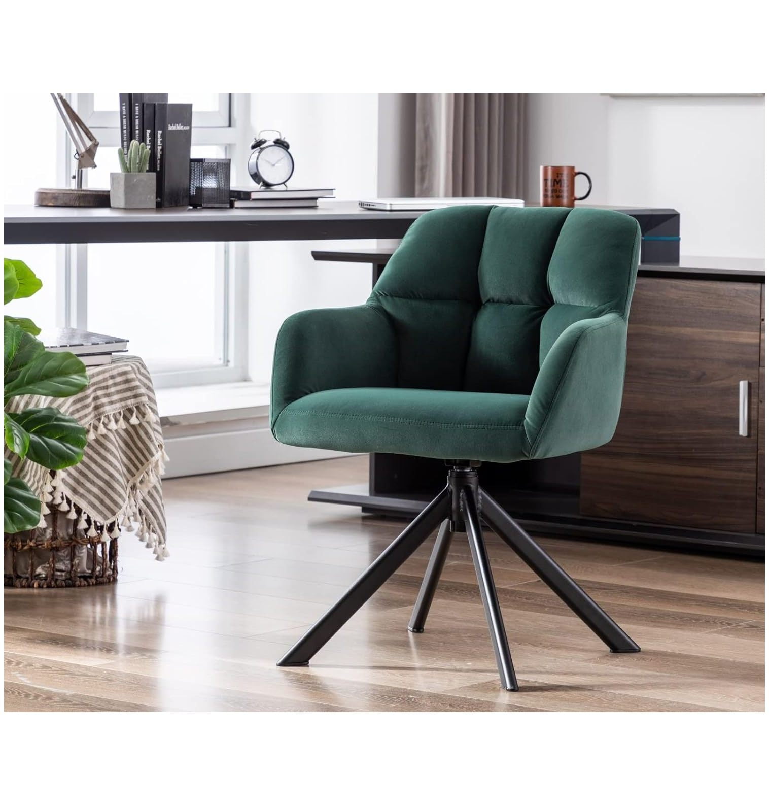 CodYinFI Comfy Velvet Desk Chair Modern Computer Task Chair no Wheels