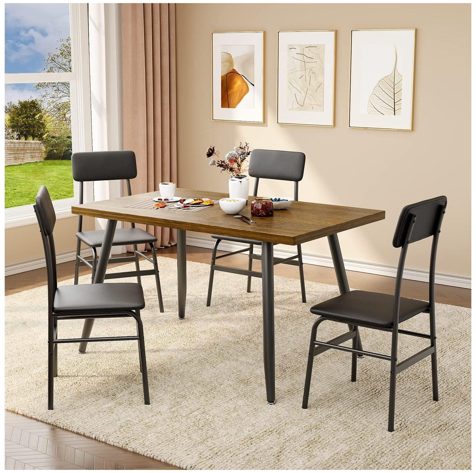 CodYinFI Dining Table Set for 4, Kitchen Dining Table with 4 Chairs for ...