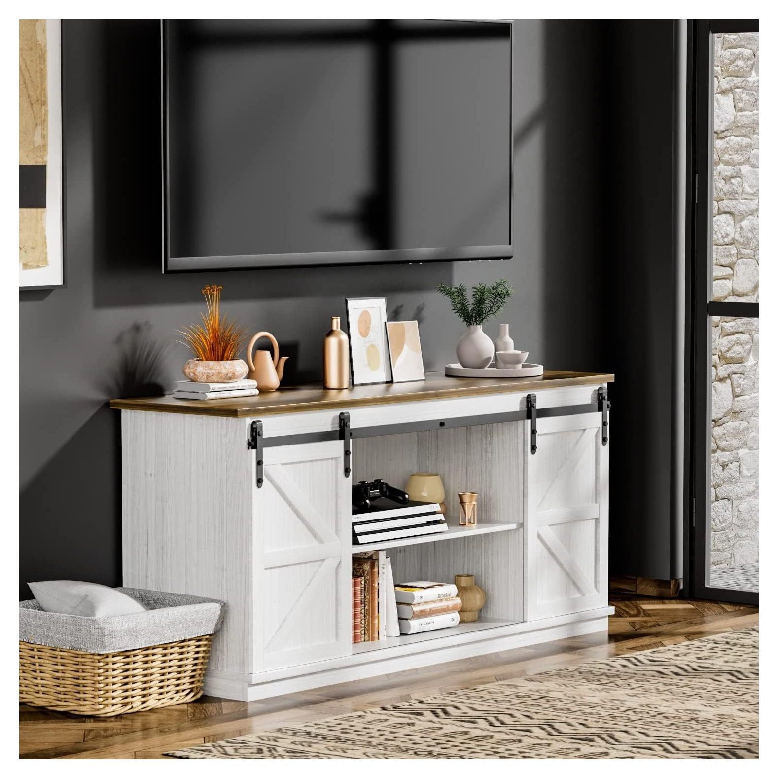 CodYinFI Farmhouse TV Stand for 65 Inch TV, Modern Television Stands ...