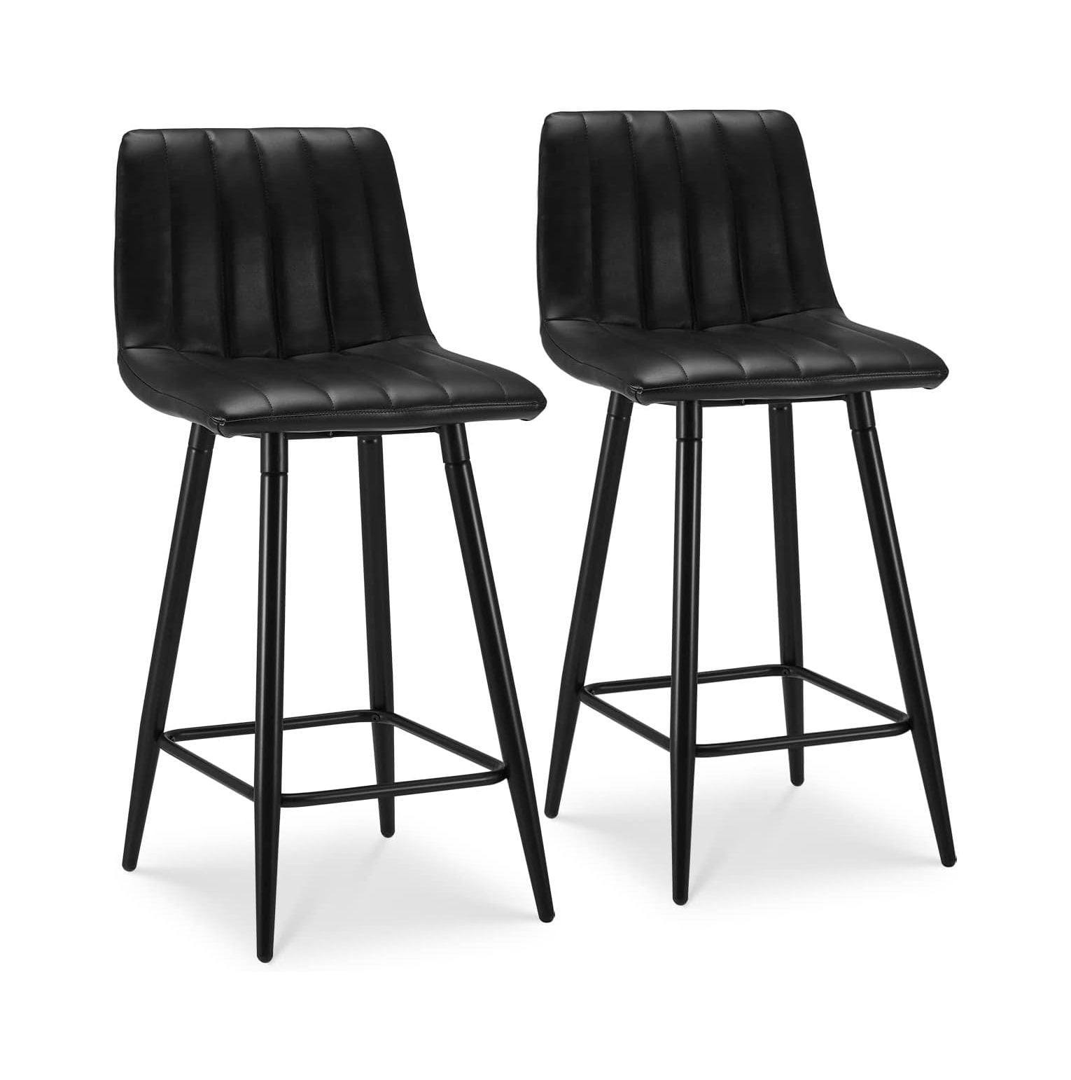 CodYinFI Faux Leather Bar Stools Set of 2, Modern Counter Chairs with