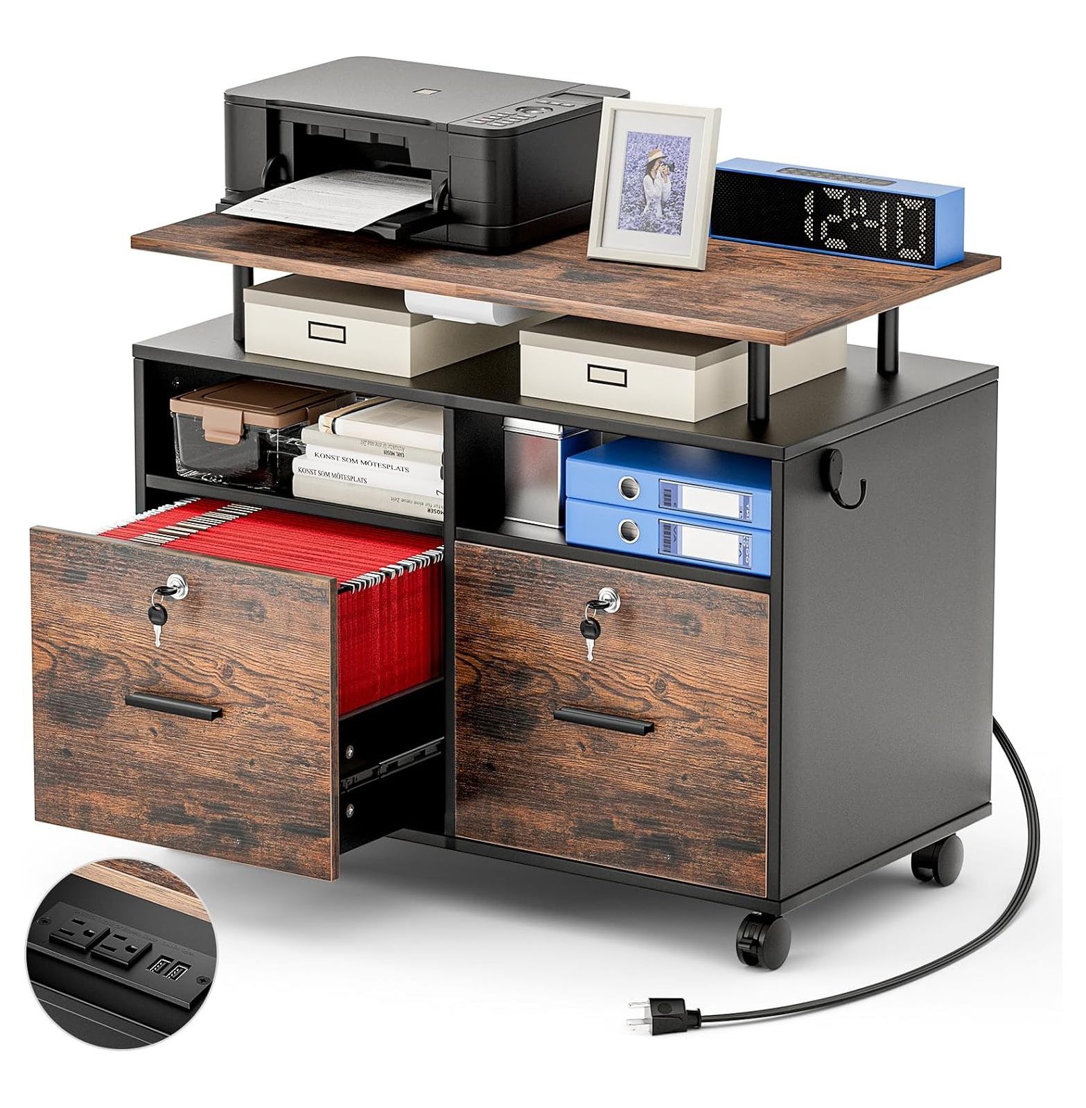 CodYinFI File with Charging Station, Lateral File with