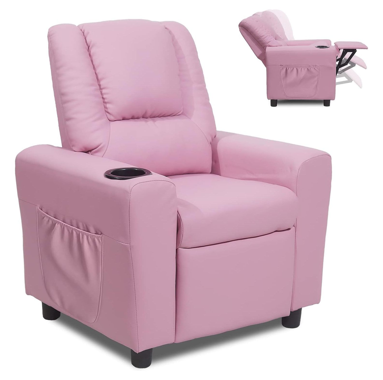CodYinFI Kids Recliner Chair with Cup Holder and Side Pocket, Toddler