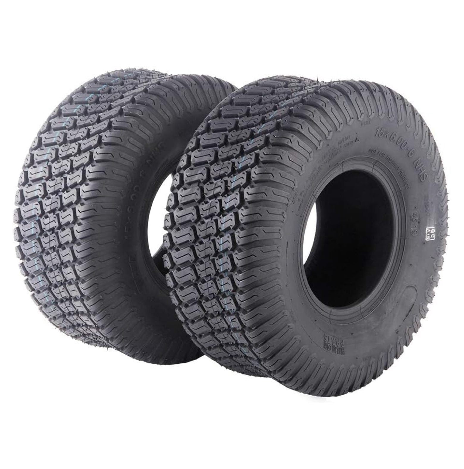 Lot De 2 Pneus 15x6.00-6 Pour Tondeuse Autoportée - Profil Wave - Sans Chambre à Air - 4PR
