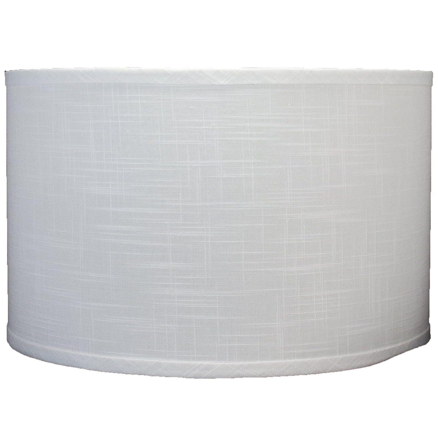 Off-White Linen Drum Lamp Shade with Brushed Nickel Fitter, 8"