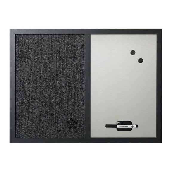 CodYinFI MX04433168 Combo Dry Erase Whiteboard and Grey Fabric Bulletin Board, 18" x 24", Black Frame