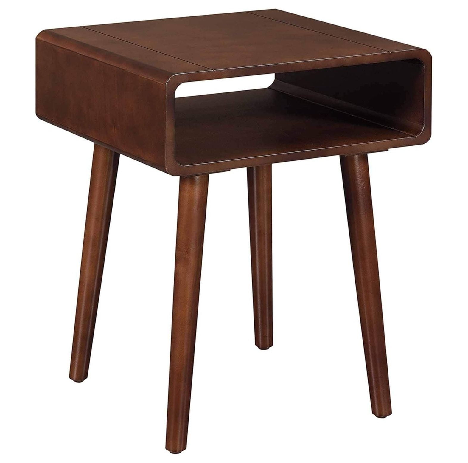 Espresso Square End Table with Shelf and Tapered Legs
