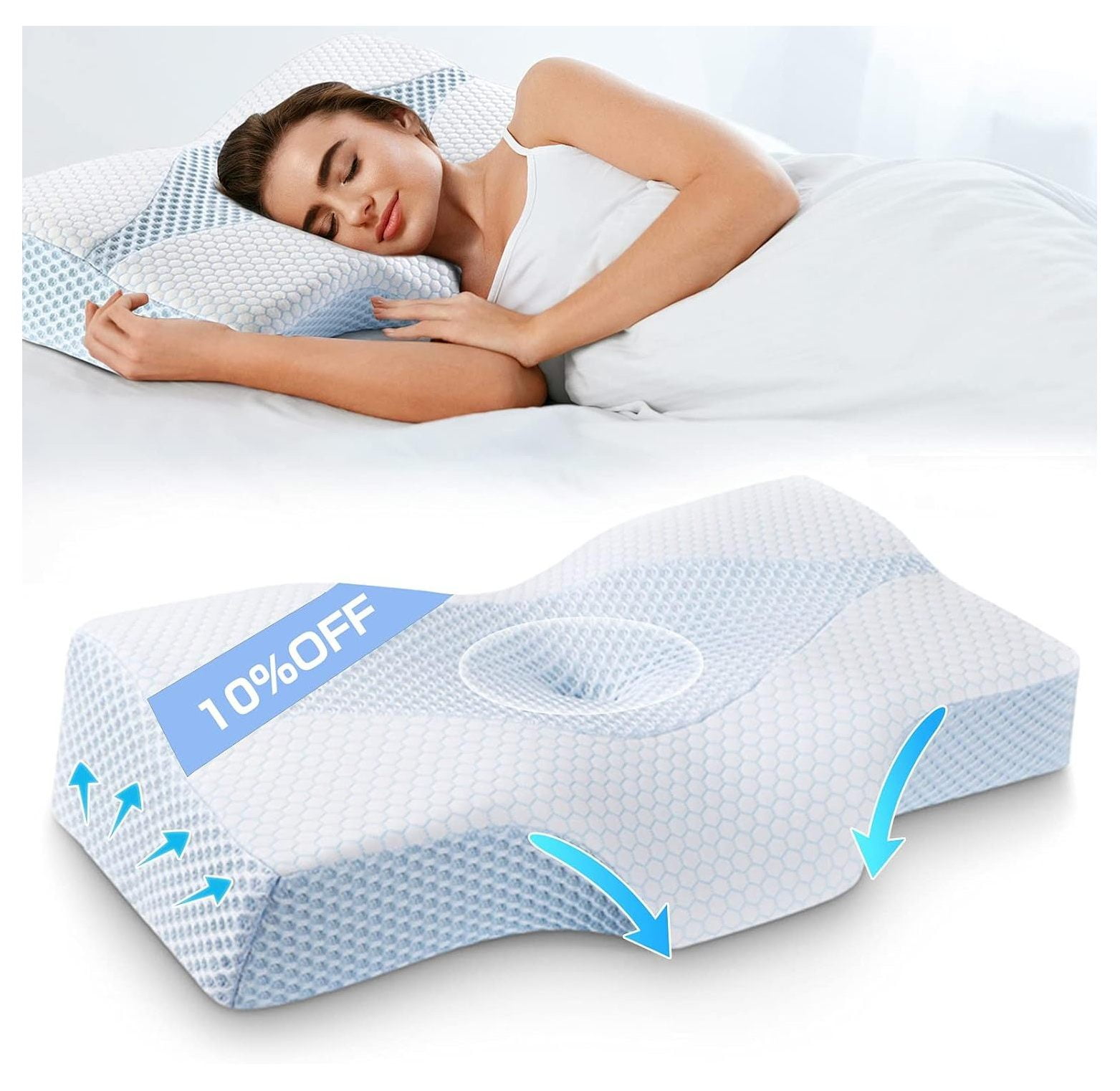 CodYinFI Neck Support Memory Foam Cervical Pillow, Side Sleeper Contour