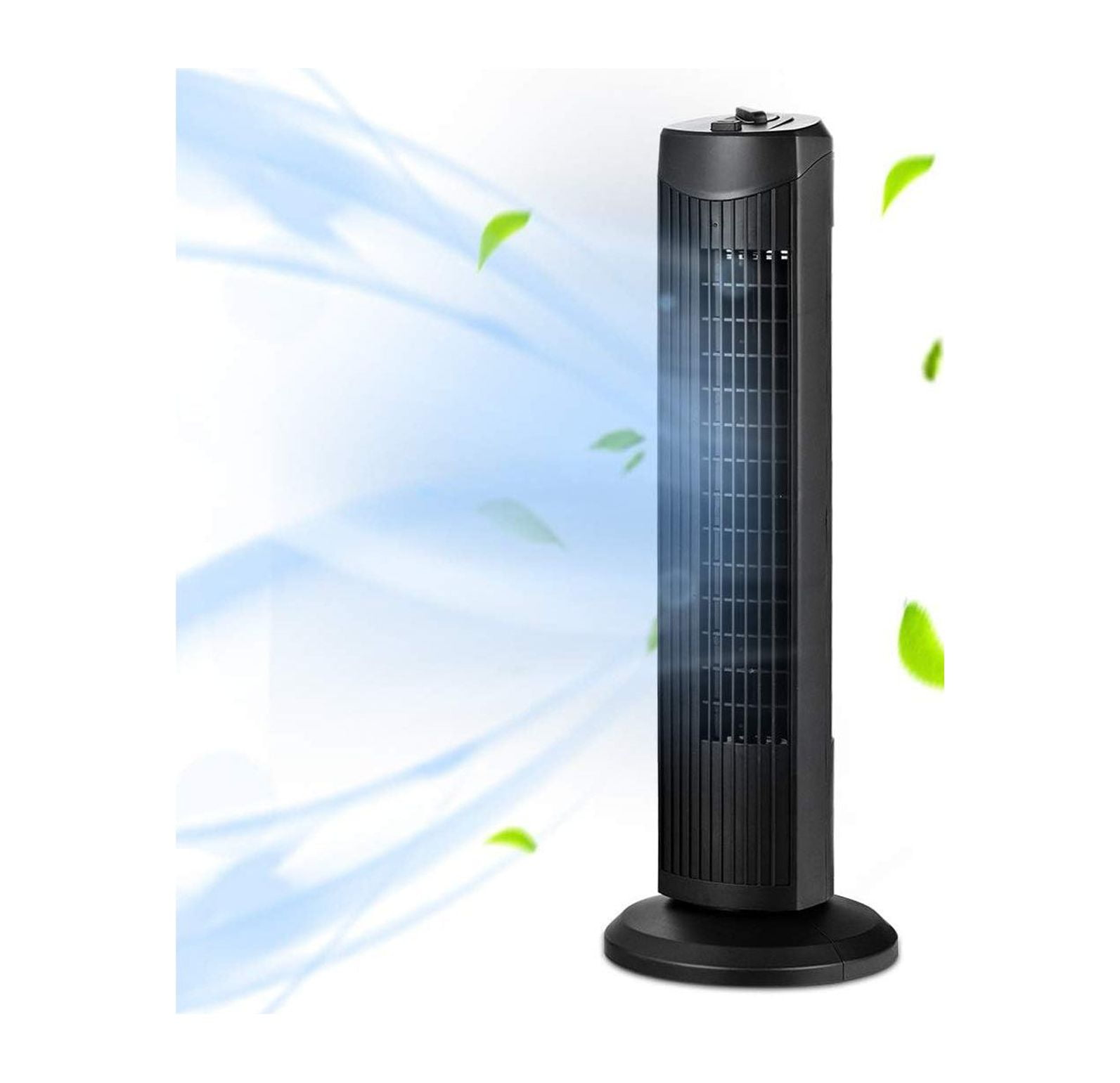 Black 28" Oscillating Bladeless Tower Fan with Three Speeds