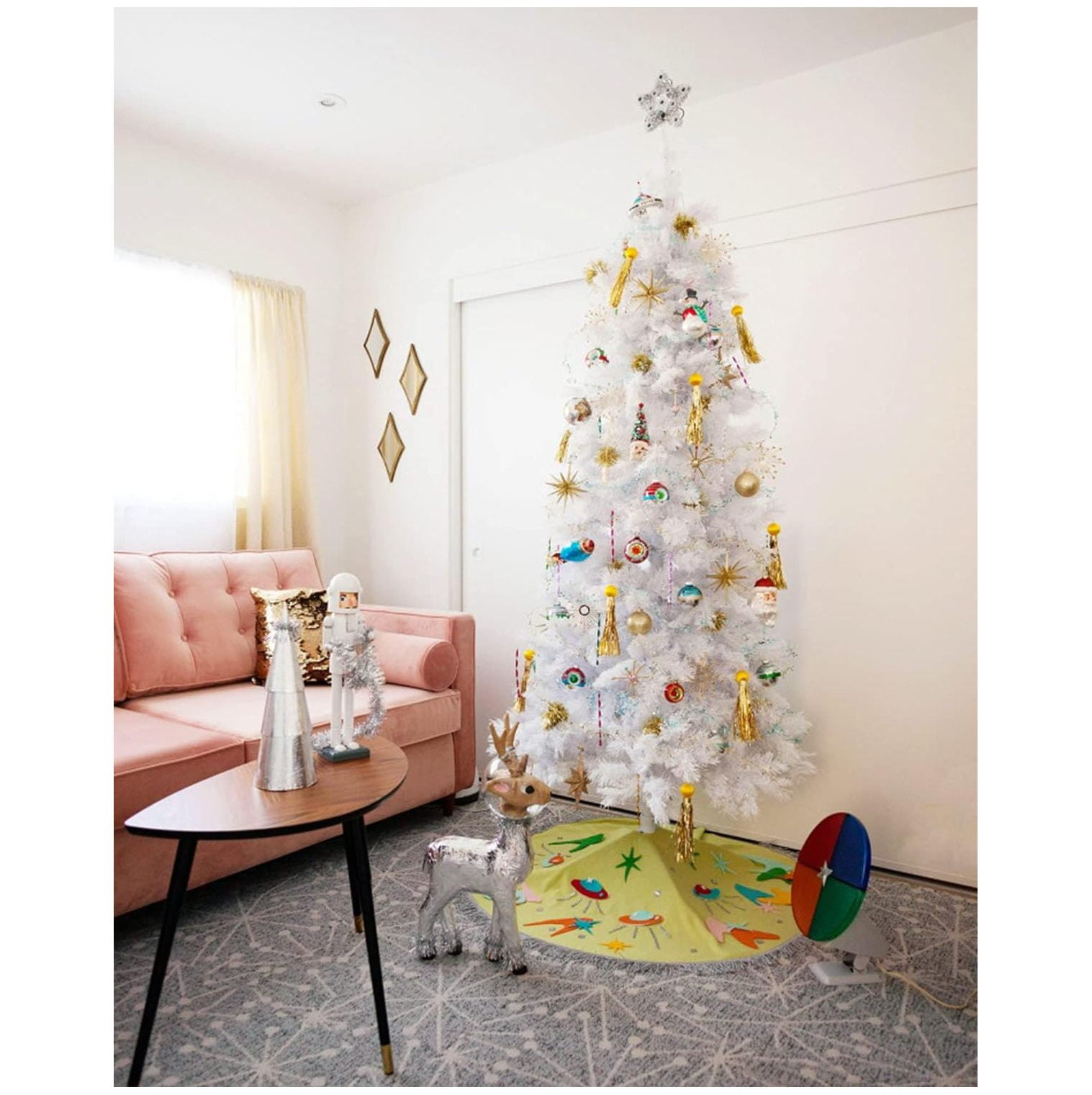 CodYinFI Premium Narrow White Artificial Christmas Tree Moonlight White 6 Ft Prelit with