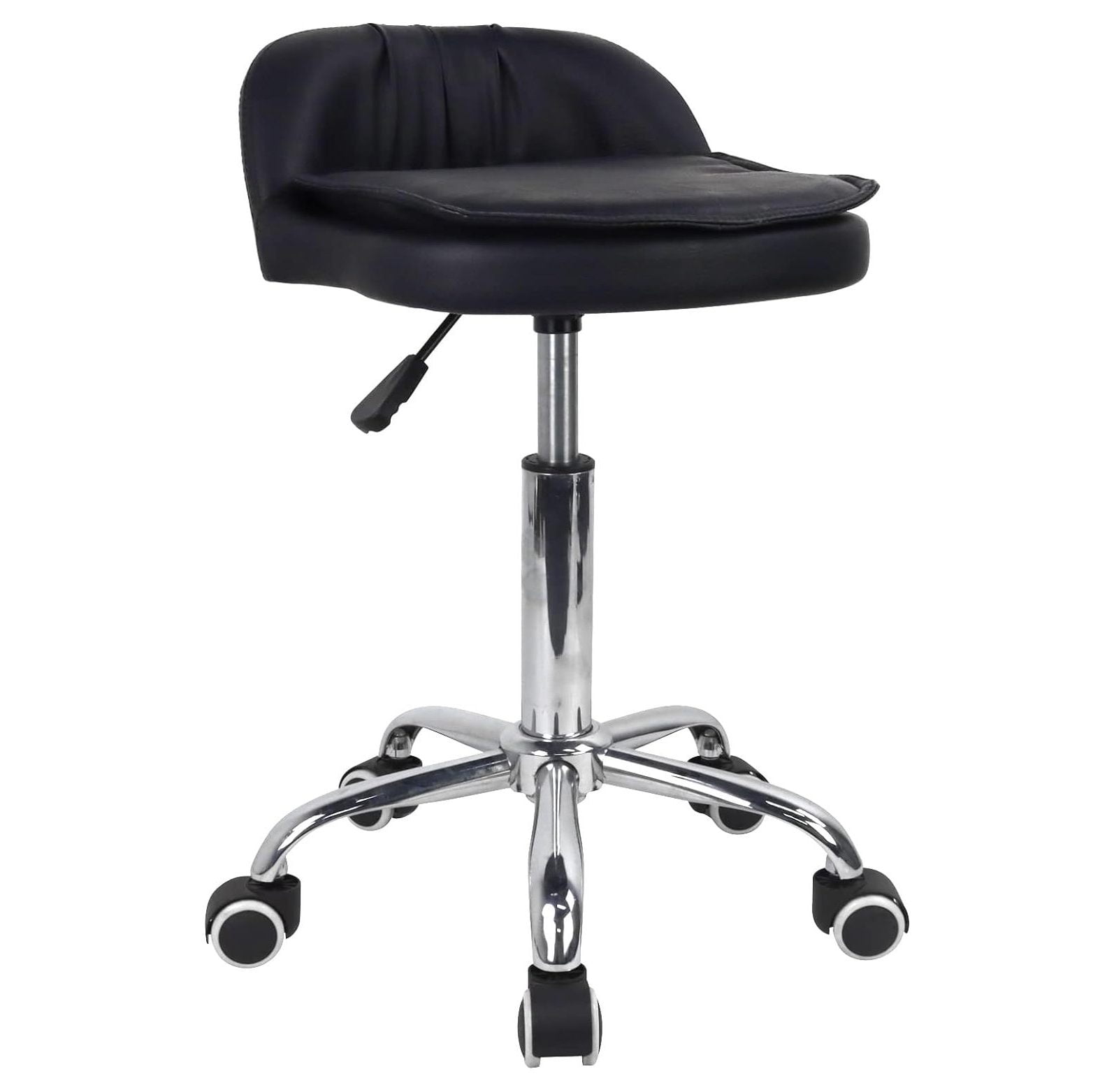 Black Adjustable Swivel Leather Spa Stool with Wheels