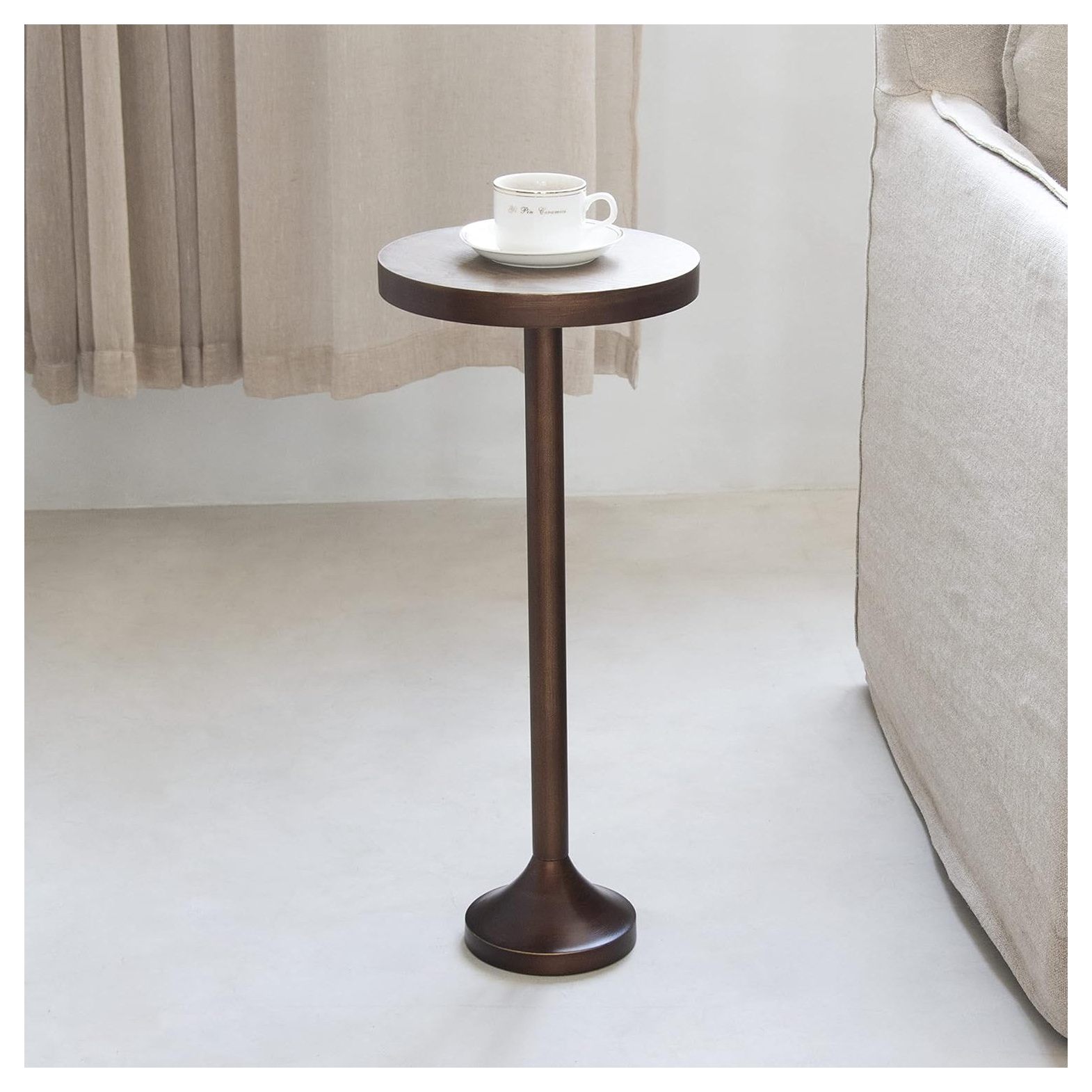 CodYinFI Small Pedestal End Table, Metal Base Side Table, Drinking Table with Scratching