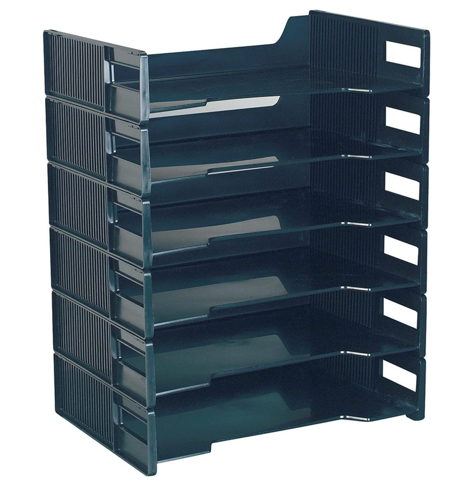Black Stackable Plastic Letter Trays, Pack of 6